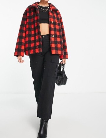 Jacheta Unreal Fur, rosu/negru