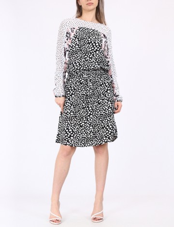 Rochie scurta Bon a Parte, alb-negru, S
