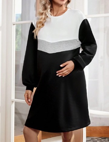 Rochie scurta SHEIN Maternity, alb/negru