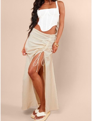 Fusta PrettyLittleThing, crem