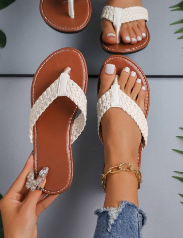 Slapi SHEIN, crem/maro