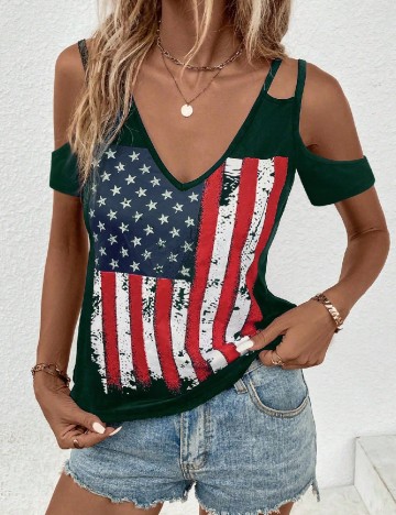 Tricou SHEIN, verde inchis