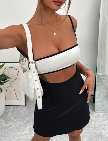 Rochie scurta SHEIN, negru/alb