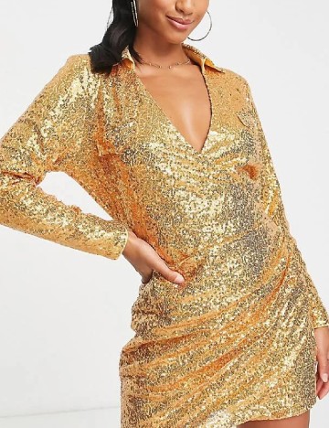 Rochie scurta IN THE STYLE, auriu