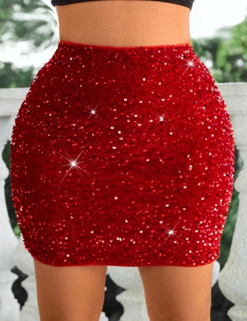 Fusta SHEIN CURVE, rosu