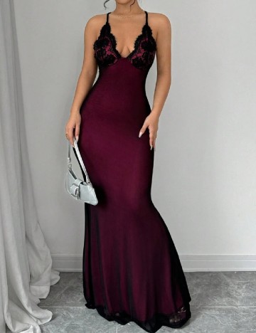 Rochie lunga SHEIN, roz/negru