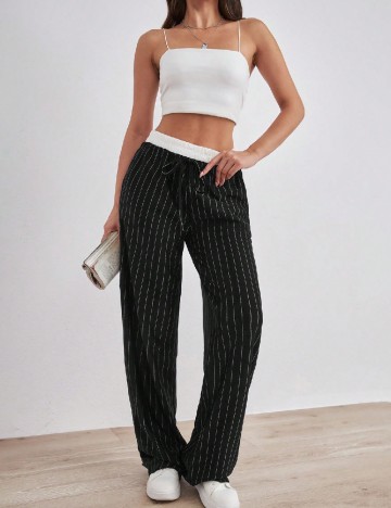 Pantaloni SHEIN, negru/alb