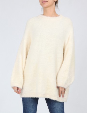 Pulover Oversize Bershka, crem
