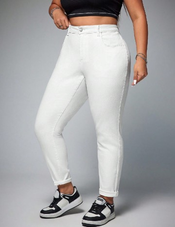 Blugi SHEIN CURVE, alb