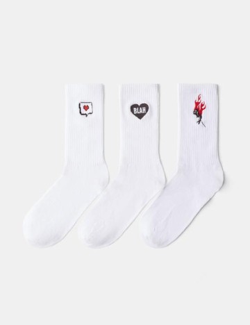 Set sosete 3 perechi Bershka, alb