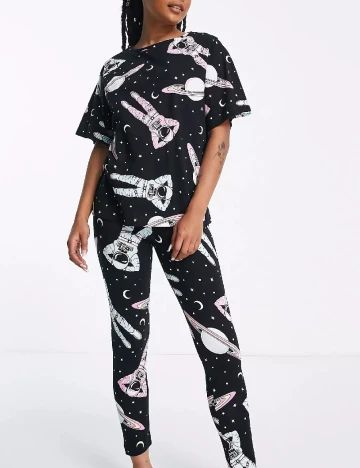 Pijama ASOS, negru Negru