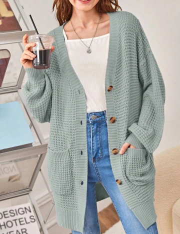 Cardigan Shein Kids, verde Verde