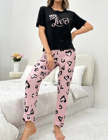 
						Pijama SHEIN, negru/roz