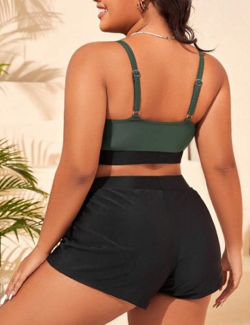 Costum de baie SHEIN CURVE, negru-verde