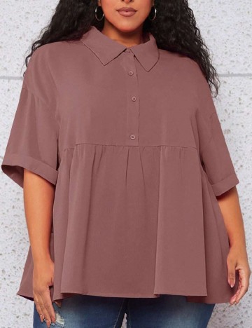 Bluza SHEIN CURVE, roz pudra inchis