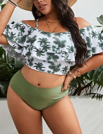 Costum de baie SHEIN CURVE, verde Verde