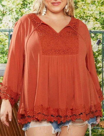 Bluza SHEIN CURVE, caramiziu Portocaliu