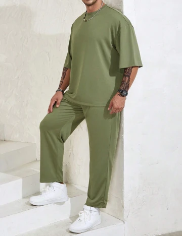 Compleu SHEIN Plus Size Men, verde Verde