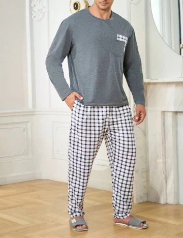 Pijama SHEIN Plus Size Men, gri Gri