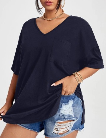 Tricou Oversize SHEIN CURVE, bleumarin