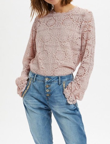 Bluza Cream, roz pudra