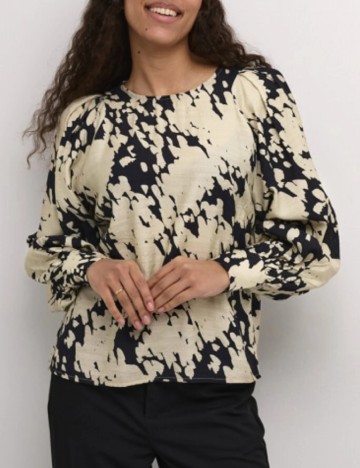 Bluza Kaffe, crem/negru