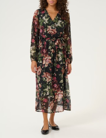 Rochie medie Cream, floral print