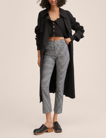 Pantaloni Mango, alb/negru