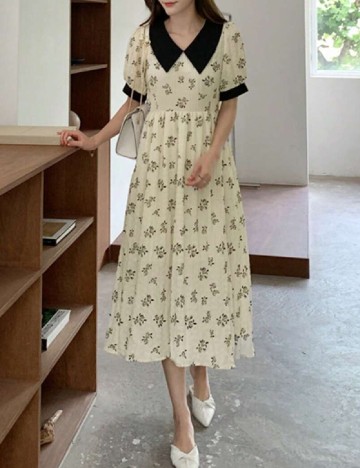 Rochie medie SHEIN, galben deschis/negru