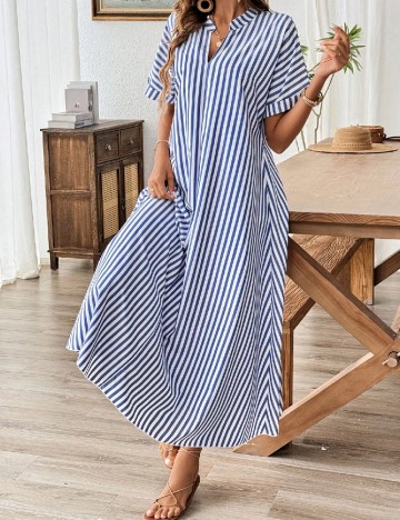 Rochie lunga SHEIN, alb/albastru