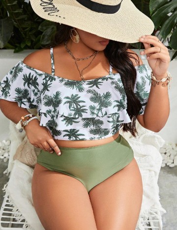 Costum de baie SHEIN CURVE, verde