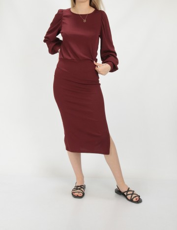 Rochie medie BUBBLEROOM, visiniu, S