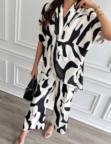 Compleu SHEIN, ecru/negru