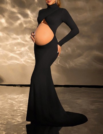 Rochie lunga SHEIN Maternity, negru