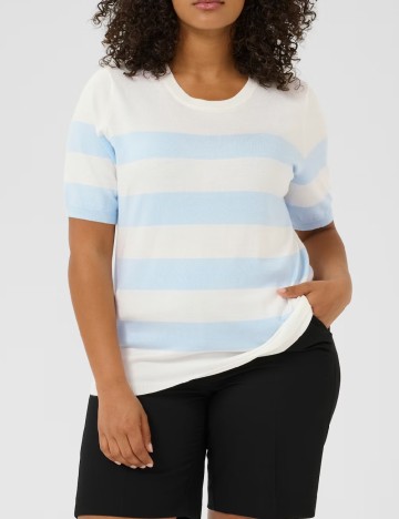 Bluza Kaffe Curve, alb/albastru