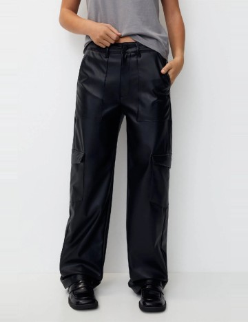 Pantaloni Pull&Bear, negru