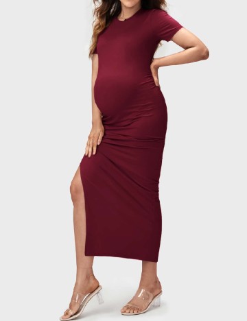 Rochie lunga SHEIN Maternity, visiniu