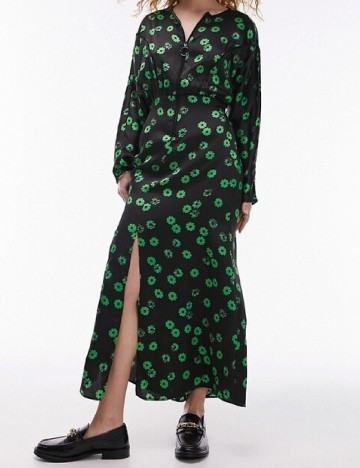 Rochie lunga Top Shop, negru/verde