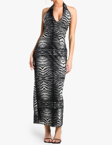 Rochie lunga Boohoo, animal print