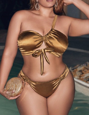 Costum de baie SHEIN CURVE, maro