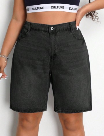 Pantaloni scurti SHEIN CURVE, gri inchis