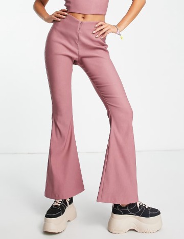 Pantaloni COLLUSION, roz pudra