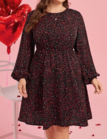 Rochie scurta SHEIN CURVE, rosu/negru