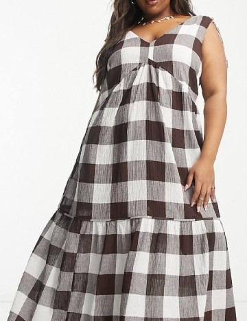 Rochie lunga ASOS Curve, alb/maro