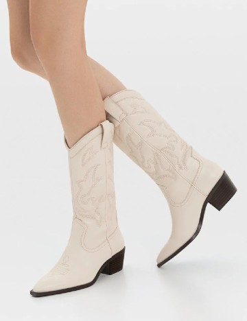 Cizme Stradivarius, ecru