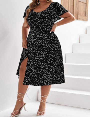 Rochie medie SHEIN CURVE, alb/negru