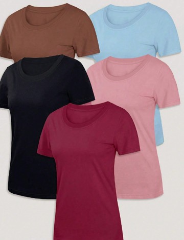 Set Tricouri 5 bucati SHEIN, mix culori