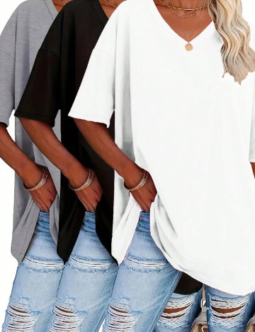 Set Tricouri 3 bucati SHEIN CURVE, mix culori