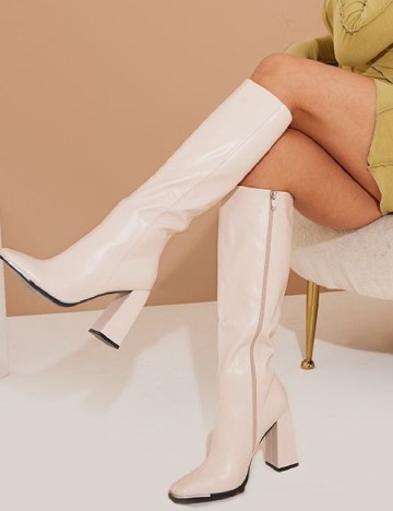 Cizme PrettyLittleThing, crem