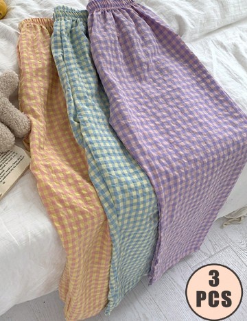 Set pantaloni de pijama 3 bucati SHEIN, mix culori